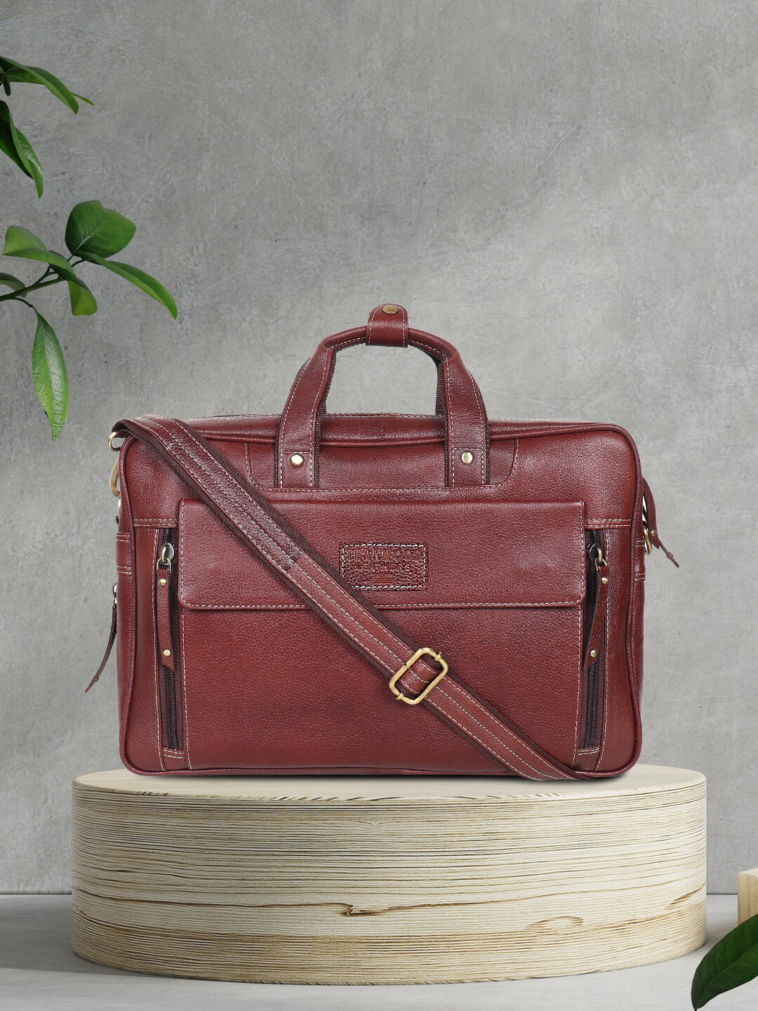 

Teakwood Leathers Unisex Brown Solid Leather Laptop Bag