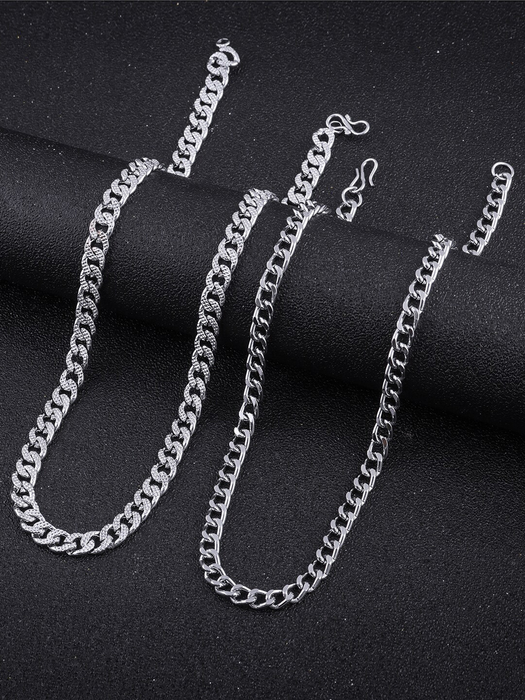 

Brandsoon Men Set Of 2 Silver-Toned Rhodium-Plated Chain