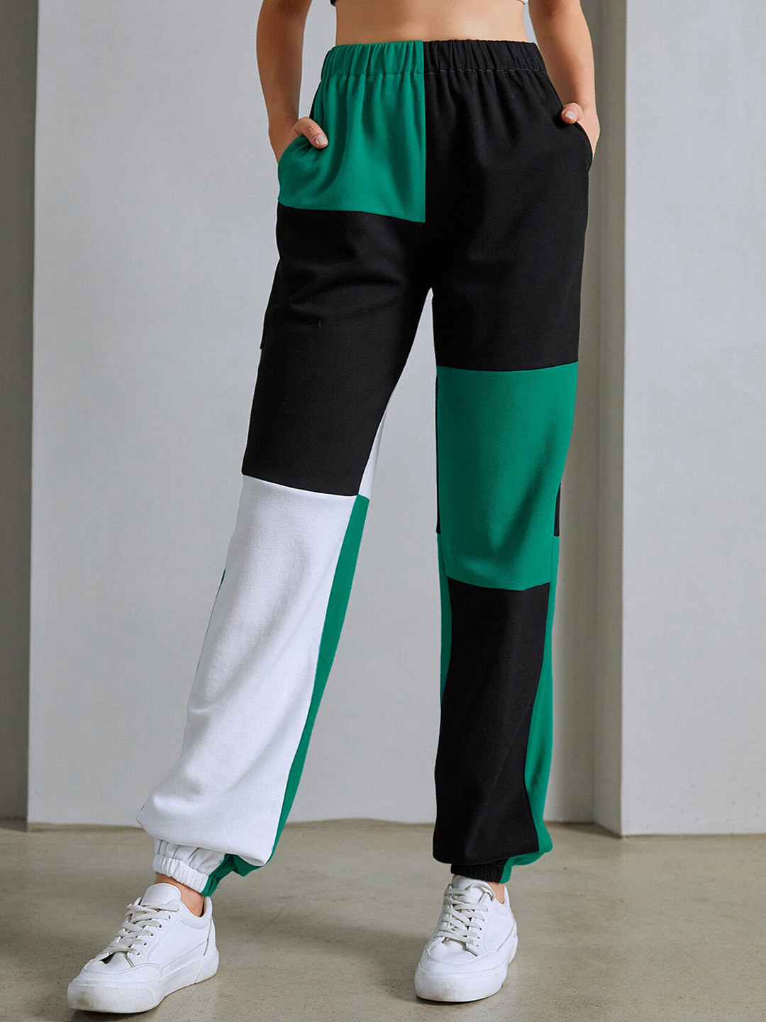 

URBANIC Women Black Patchwork Jogger