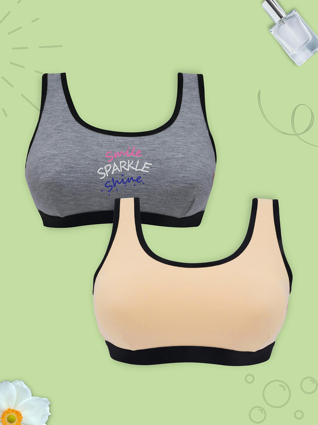 

Girls Pack Of 2 Single Layer, Premium Cotton Non-Wired Non Padded Beginners Bra DCBRJU7768/xxxs, Nude