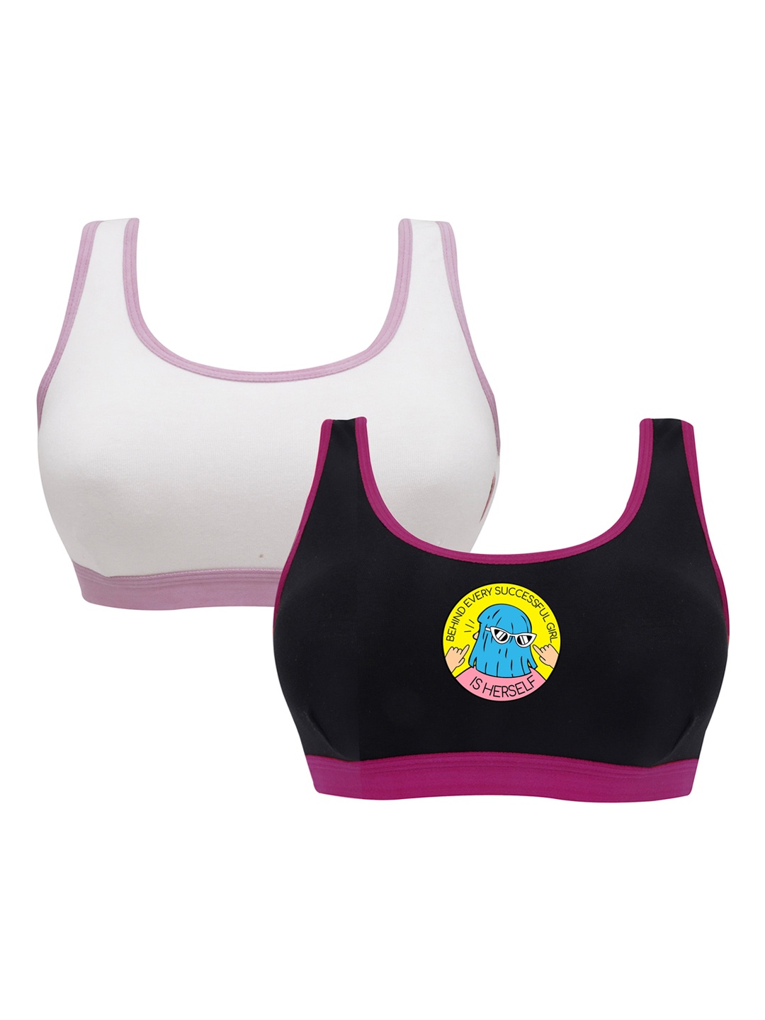 

DChica White & Black Graphic Workout Bra