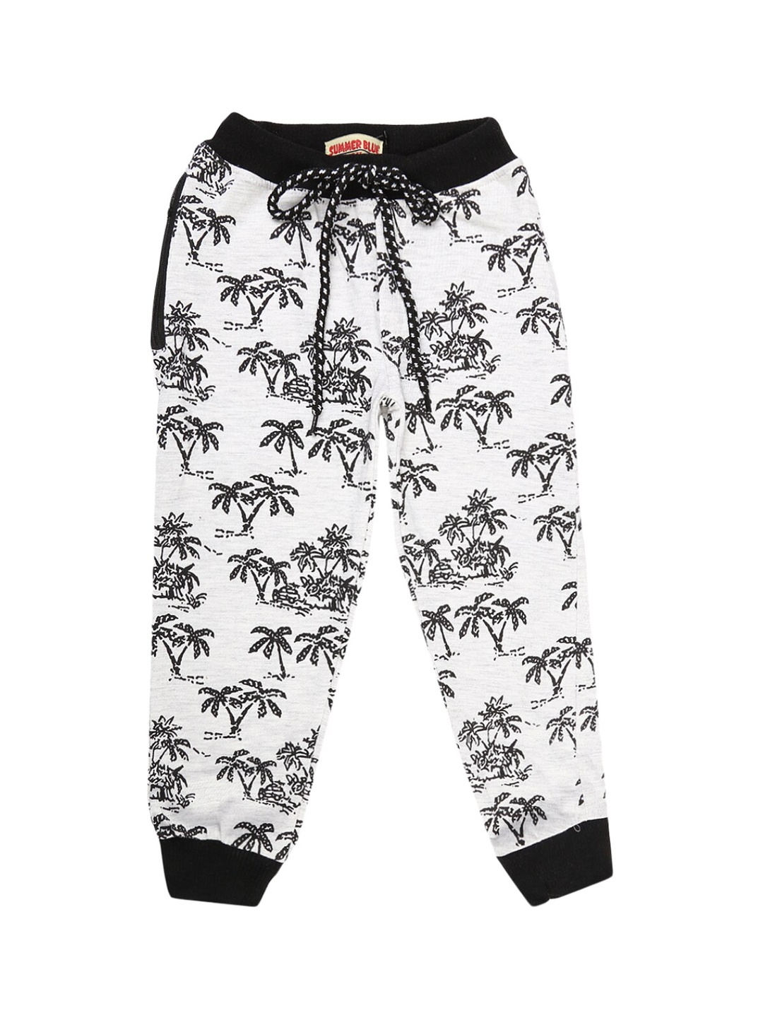 

V-Mart Boys Grey Melange Printed Cotton Single Jersey Lounge Joggers