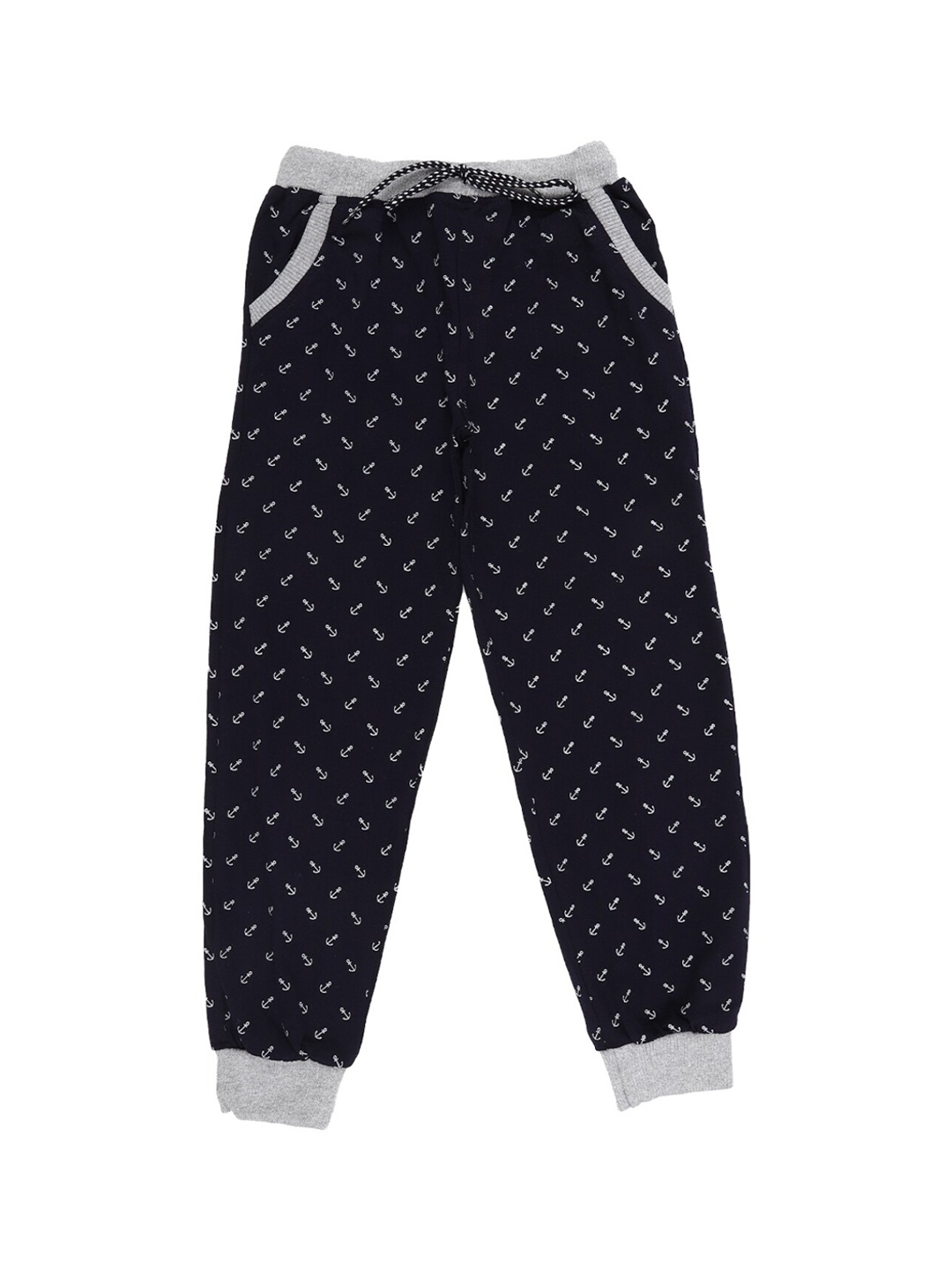

V-Mart Boys Grey Conversational Printed Cotton Joggers, Navy blue