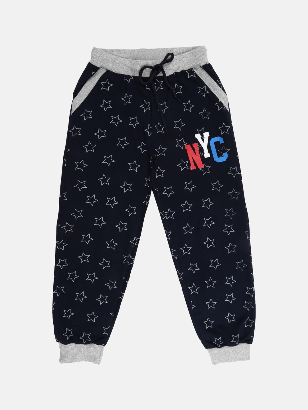 

V-Mart Boys Navy Blue & Grey Printed Cotton Track Pants