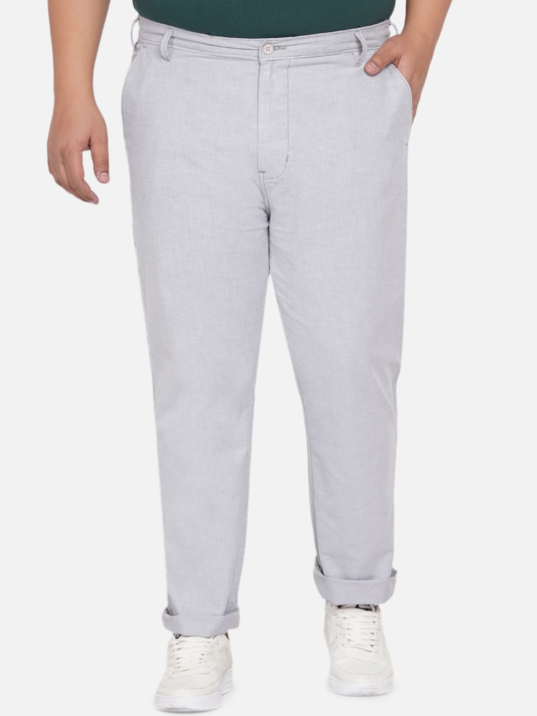 

John Pride Plus Size Men Off White Trousers