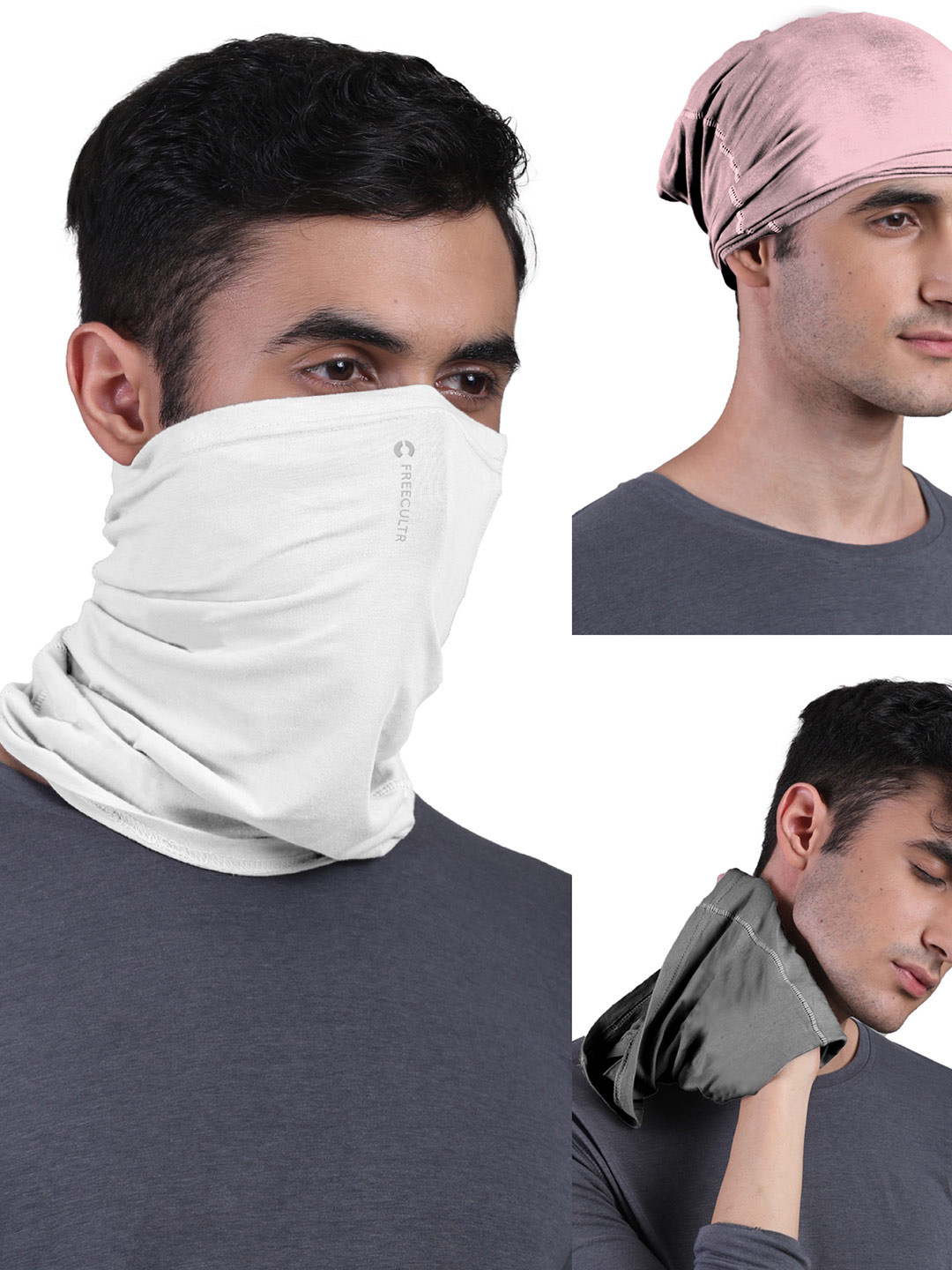 

FREECULTR Unisex Pack of 3 Anti Microbial Anti-Bacterial Multipurpose Bandana, White