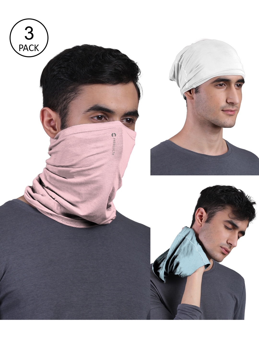 

FREECULTR Pack of 3 White Solid Bamboo Bandana