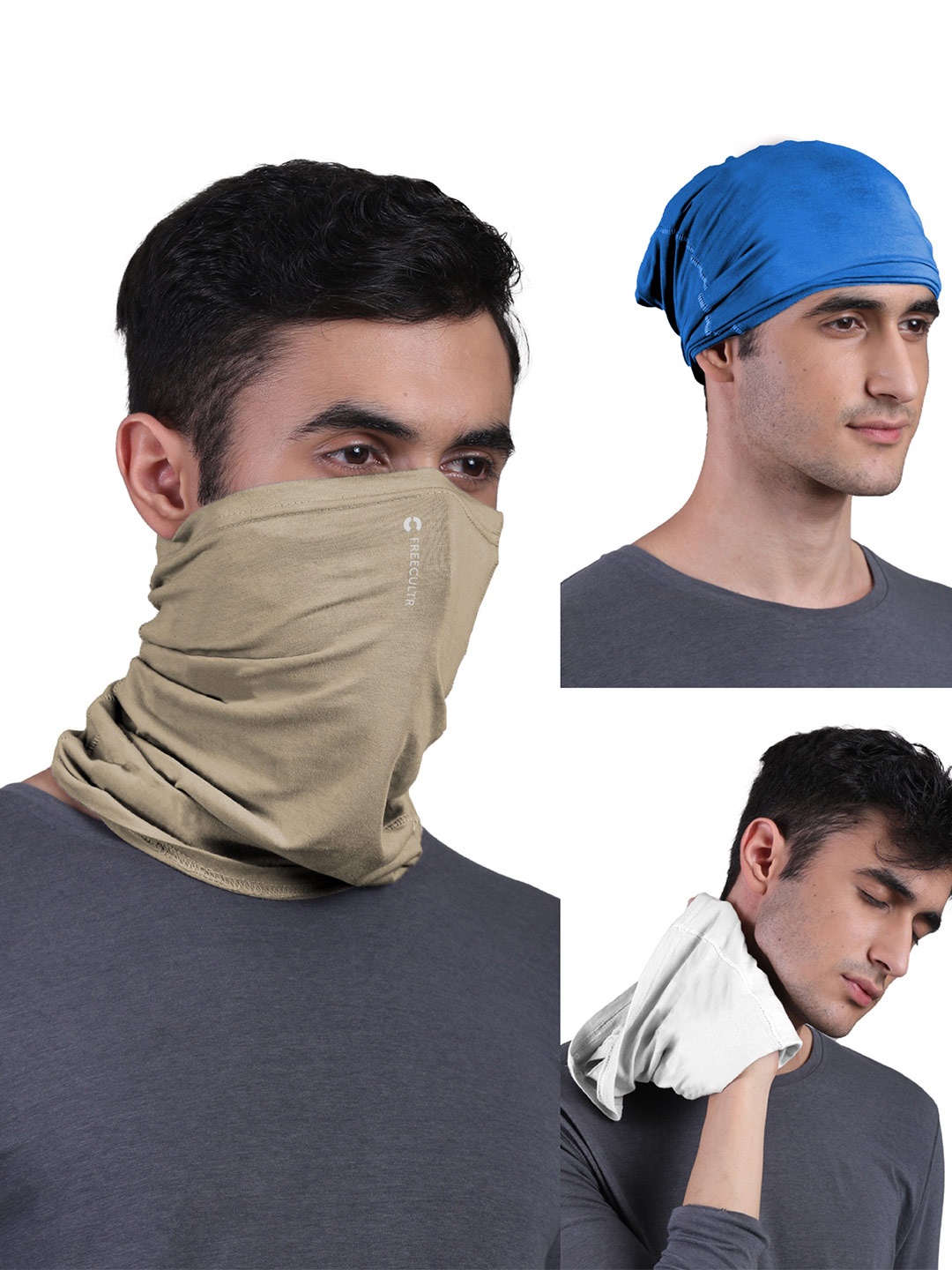 

FREECULTR Set of 3 Multipurpose Bandana, Blue