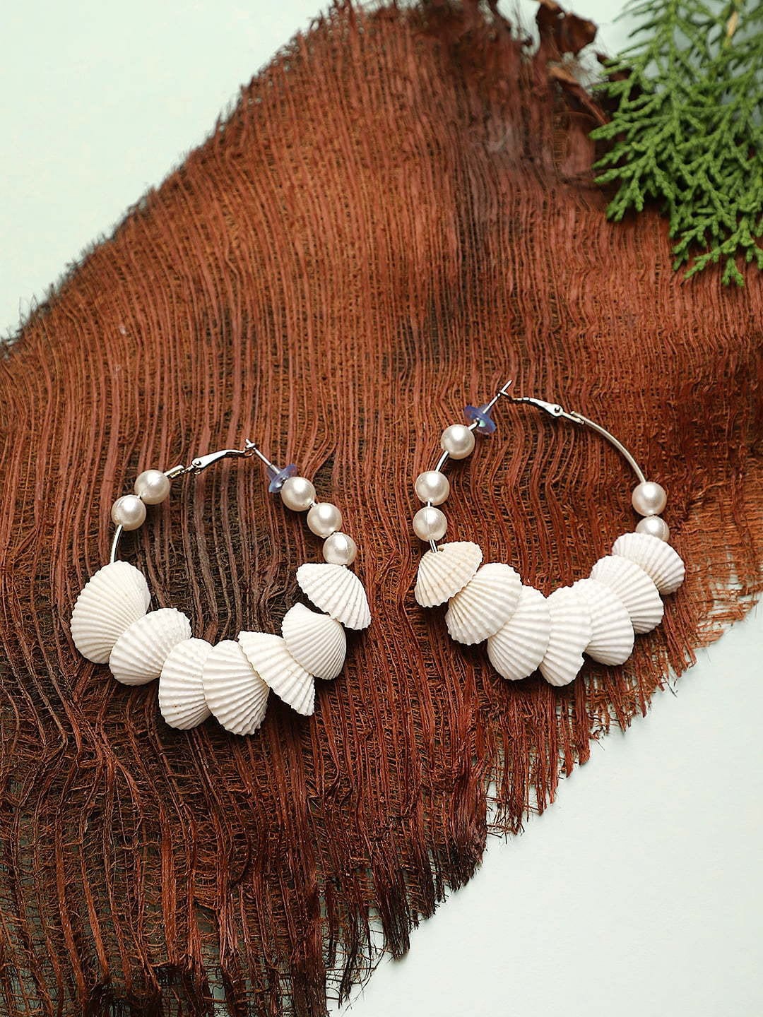 

CARDINAL White Contemporary Hoop Earrings