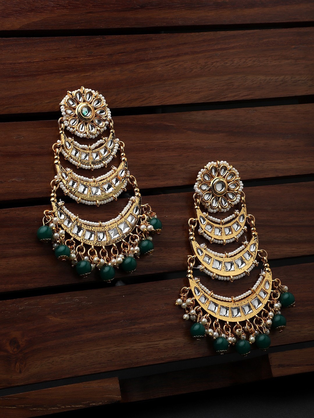 

CARDINAL Gold-Toned Contemporary Chandbalis Earrings