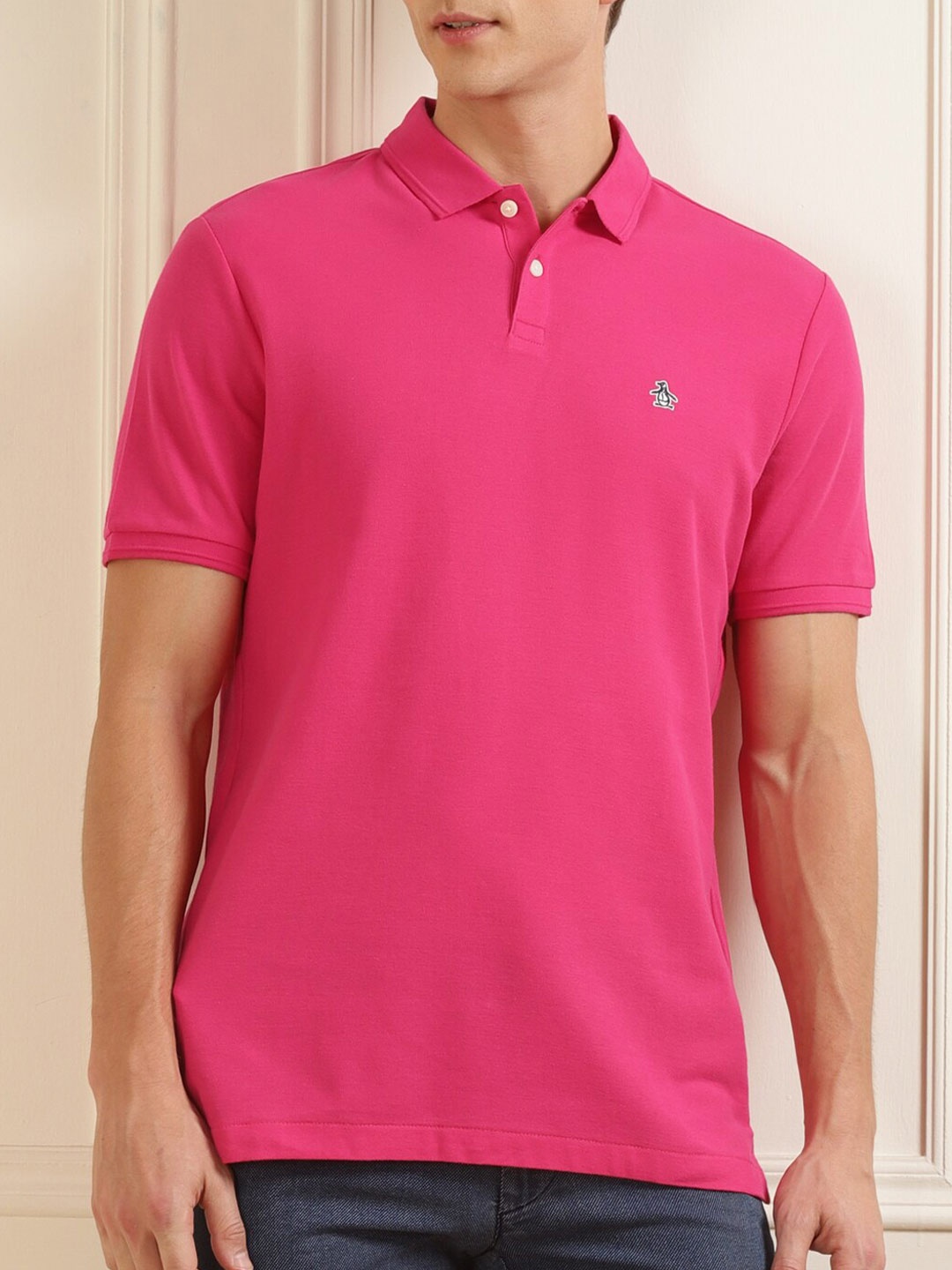 

Original Penguin Men Pink Polo Collar Organic Cotton T-shirt