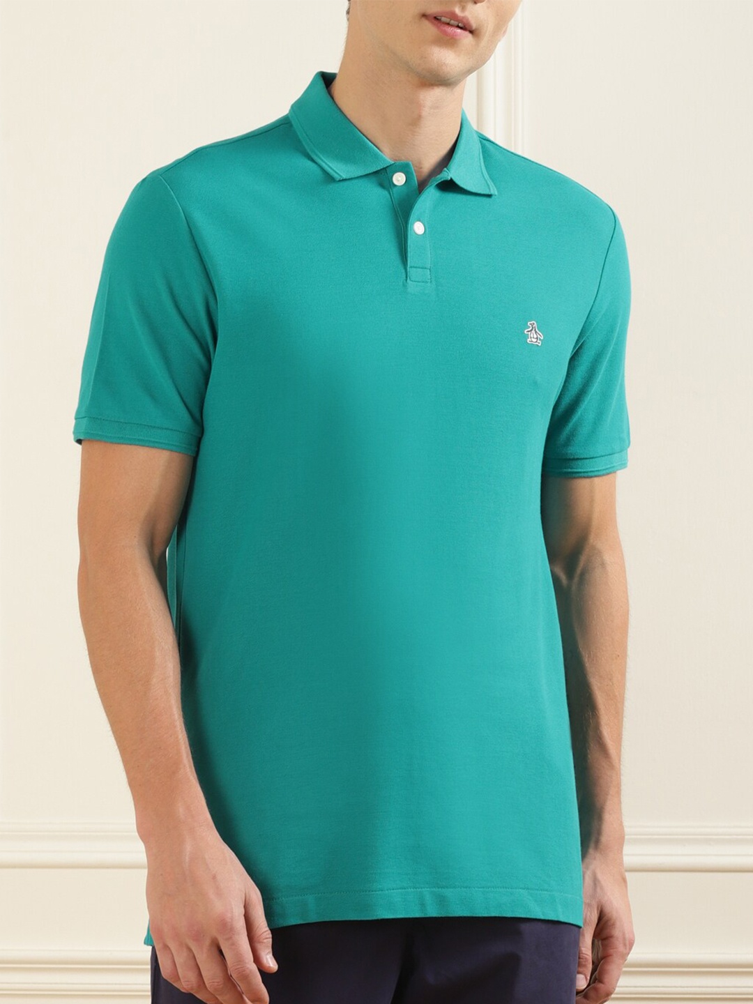 

Original Penguin Men Green Polo Collar Organic Cotton T-shirt