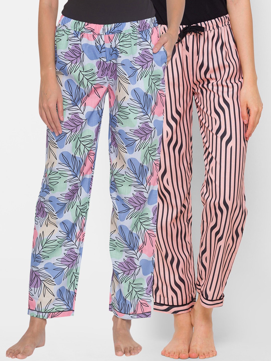 

FashionRack Women Set of 2 Cotton Lounge Pants, Multi