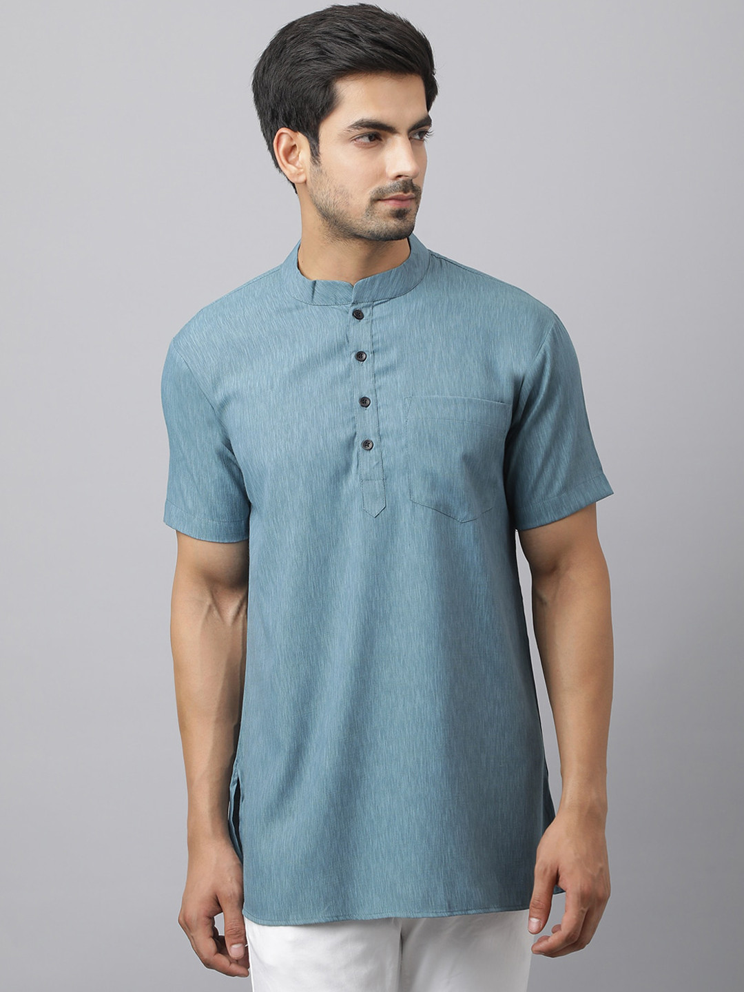 

Waahiba Men Blue Thread Work Kurta