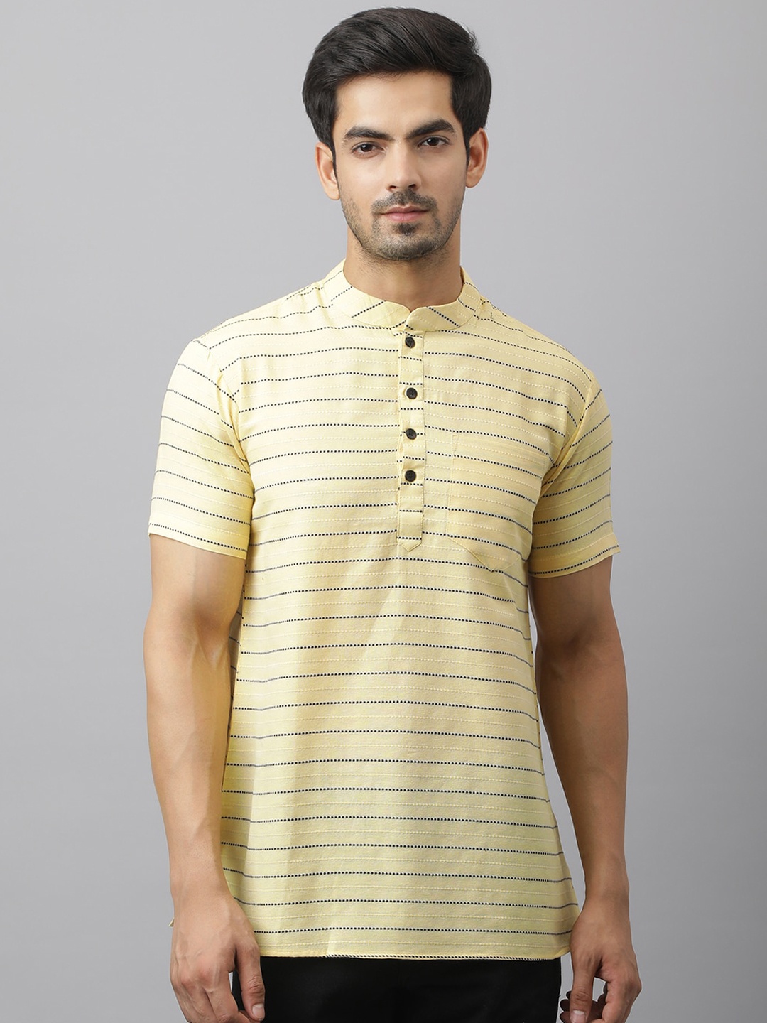 

Waahiba Striped Straight Short Kurta, Yellow