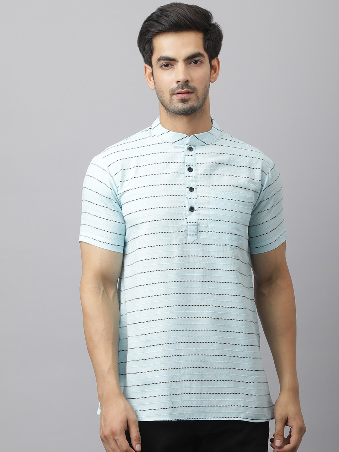 

Waahiba Men Blue Indigo Handloom Kurta