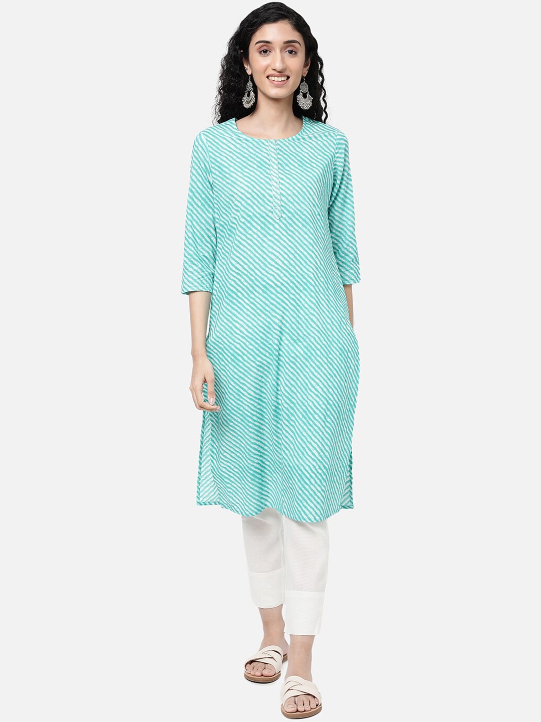 

R&B Women Blue Striped Kurta