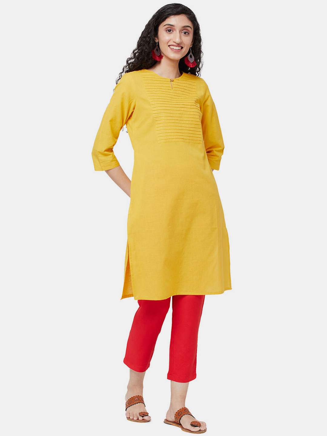 

R&B Women Yellow Keyhole Neck Kurta