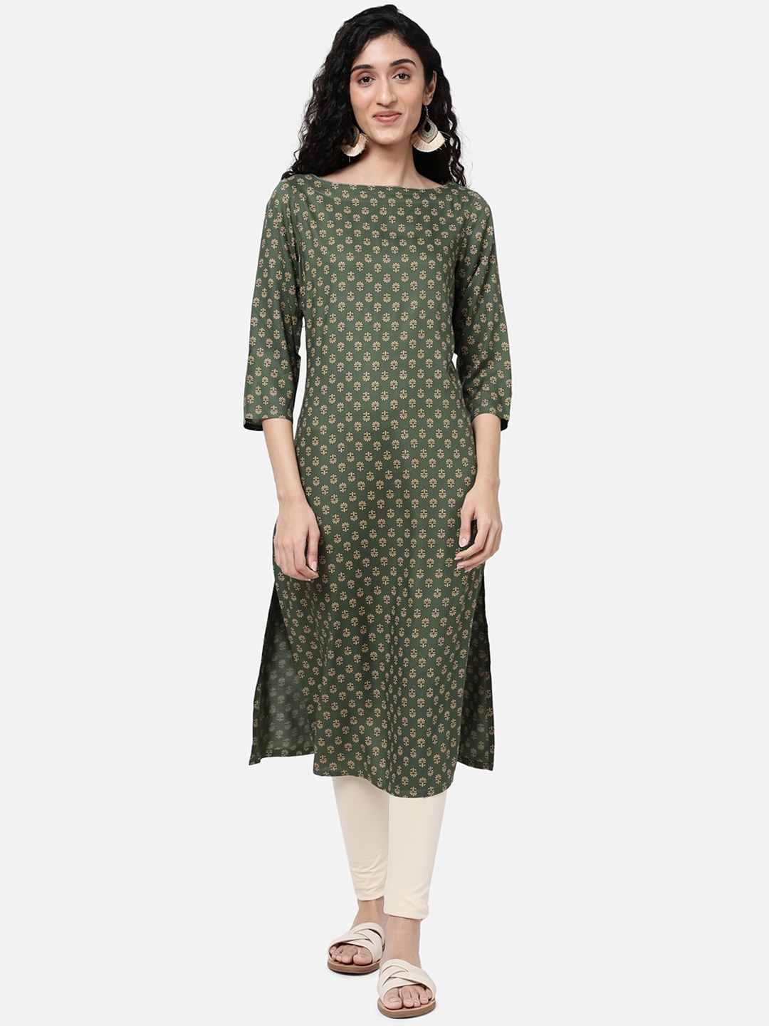 

R&B Women Green Ethnic Motifs Printed Kurta