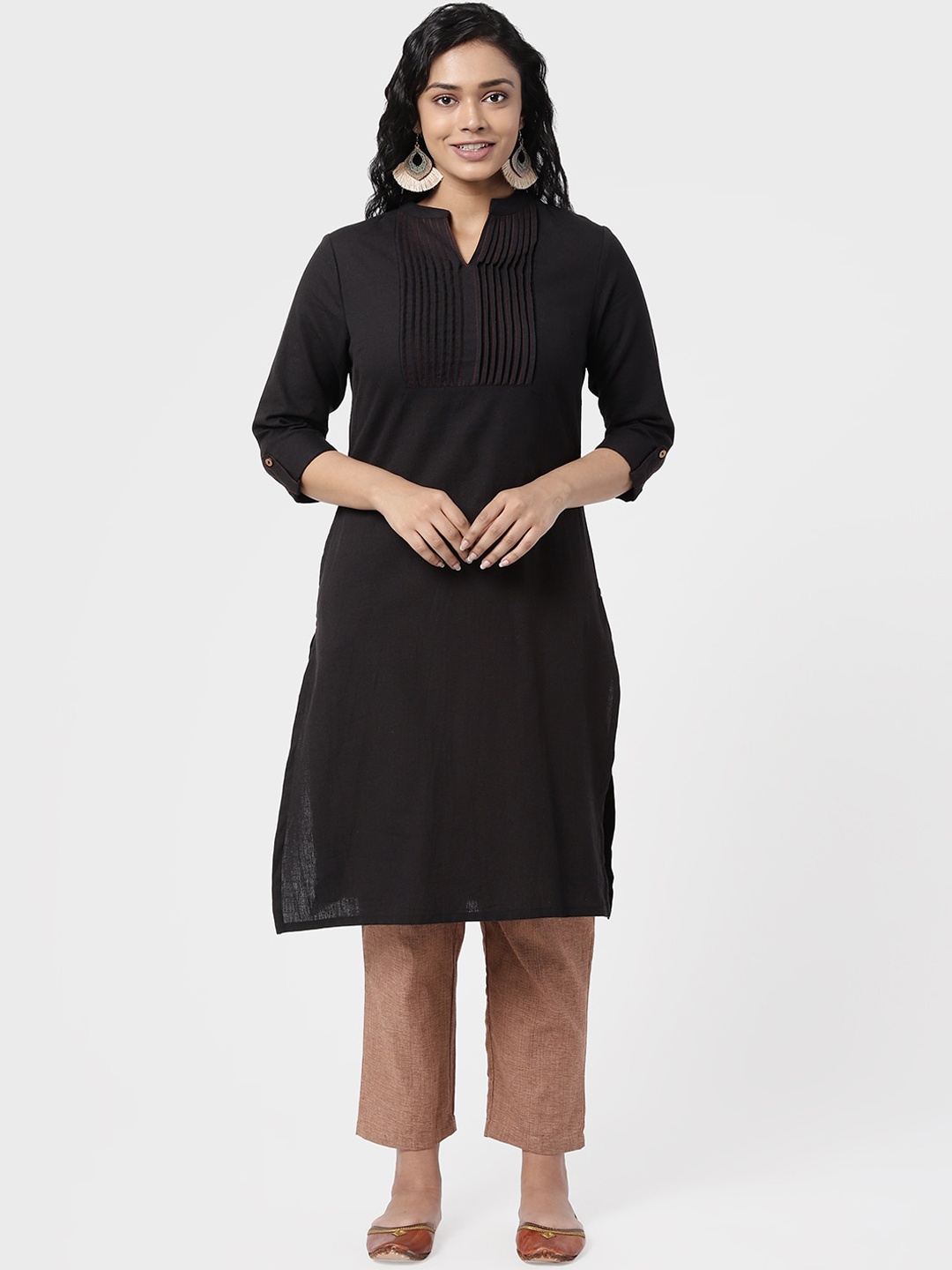 

R&B Women Black Striped Kurta