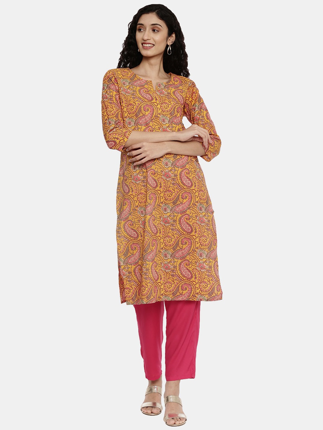 

R&B Women Yellow Ethnic Motifs Printed Kurta