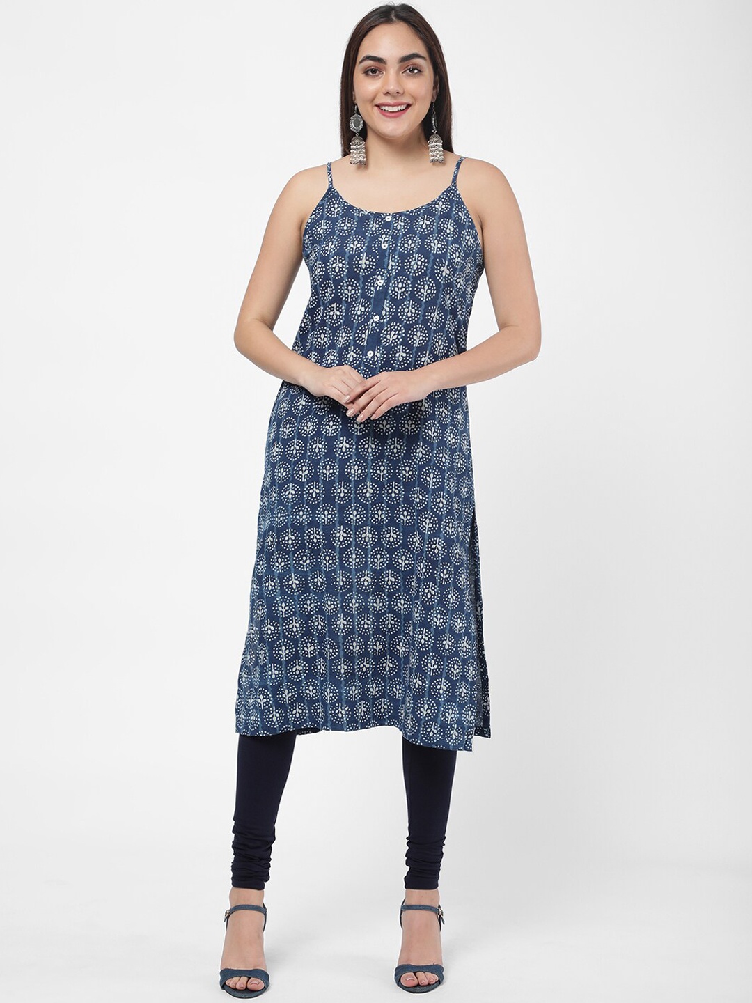 

R&B Women Navy Blue Ethnic Motifs Printed Kurta