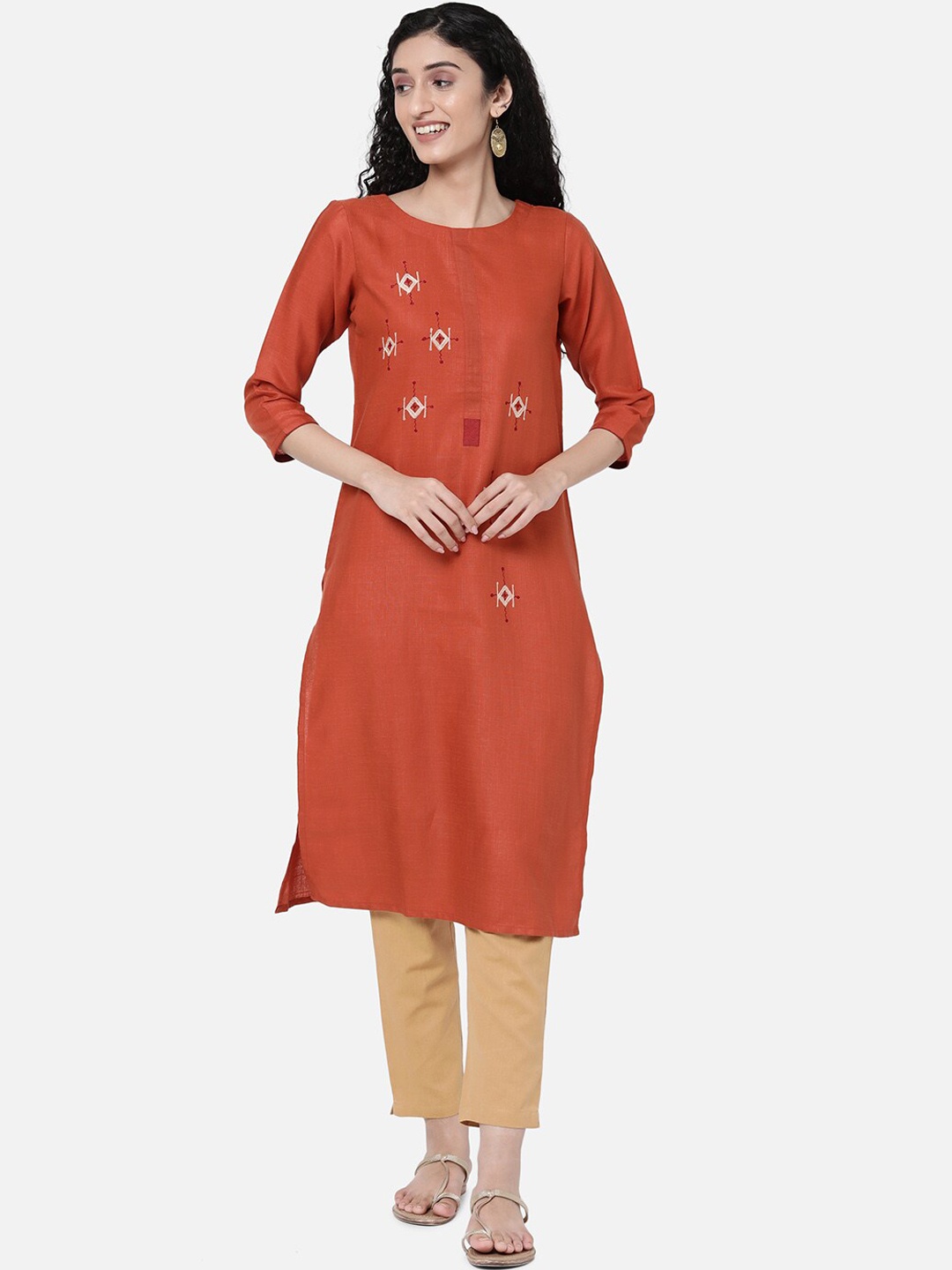 

R&B Women Brown Floral Thread Work Kurta