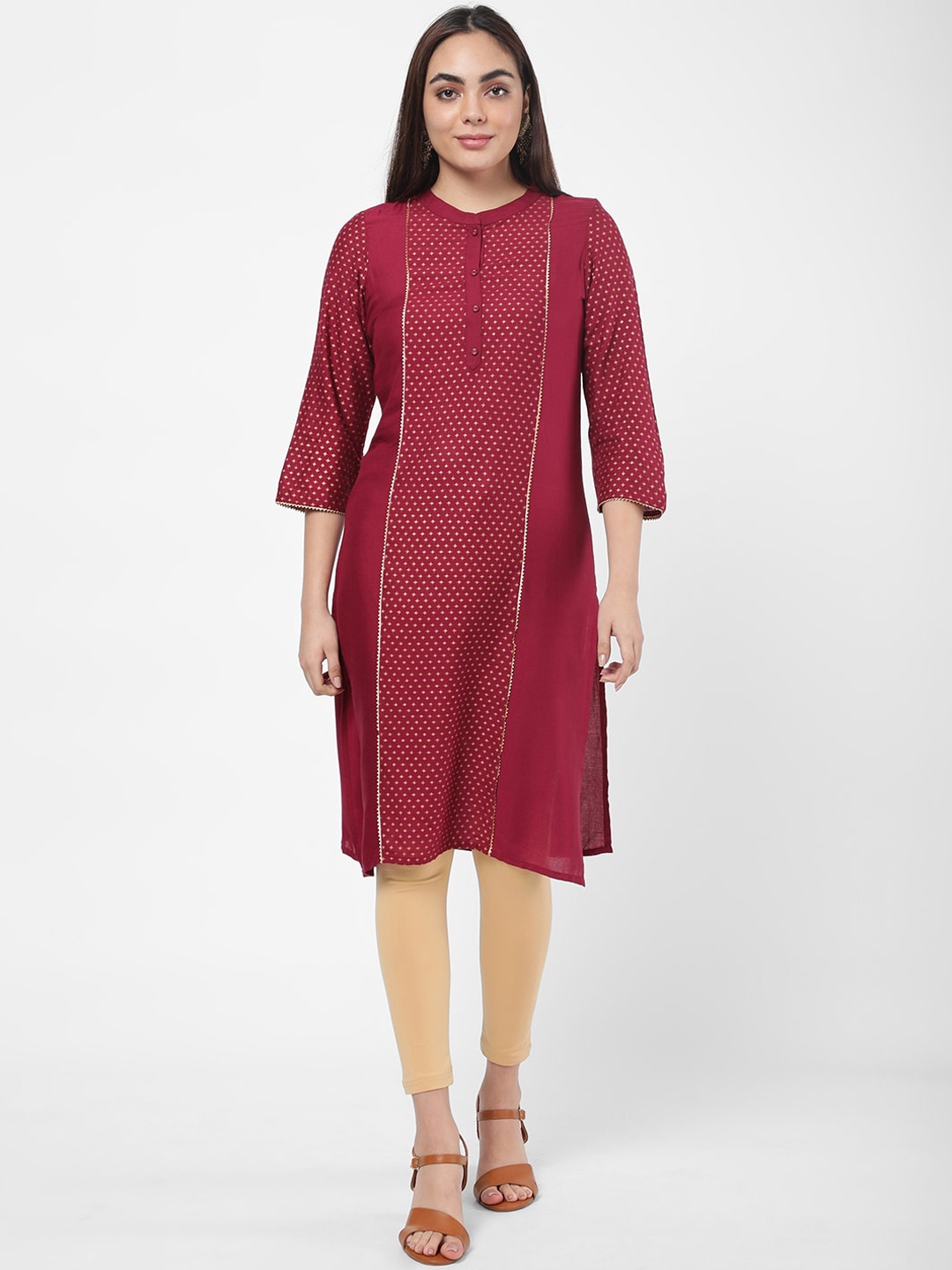 

R&B Women Red Woven design Kurta