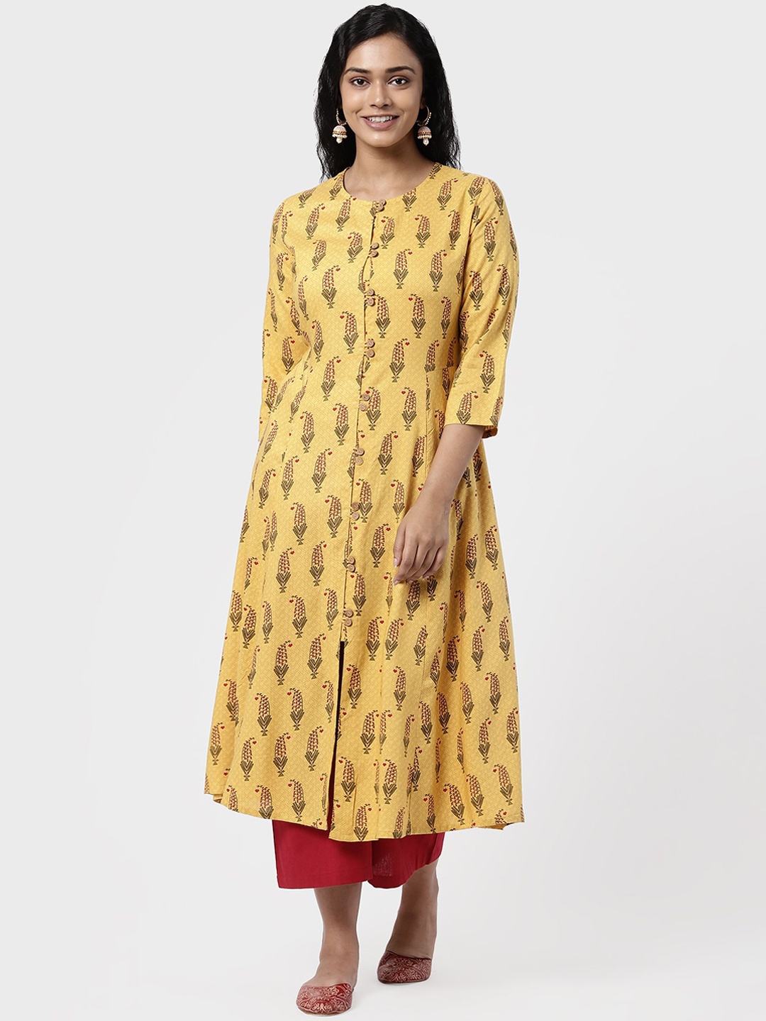 

R&B Women Yellow Ethnic Motifs Printed A-Line Kurta
