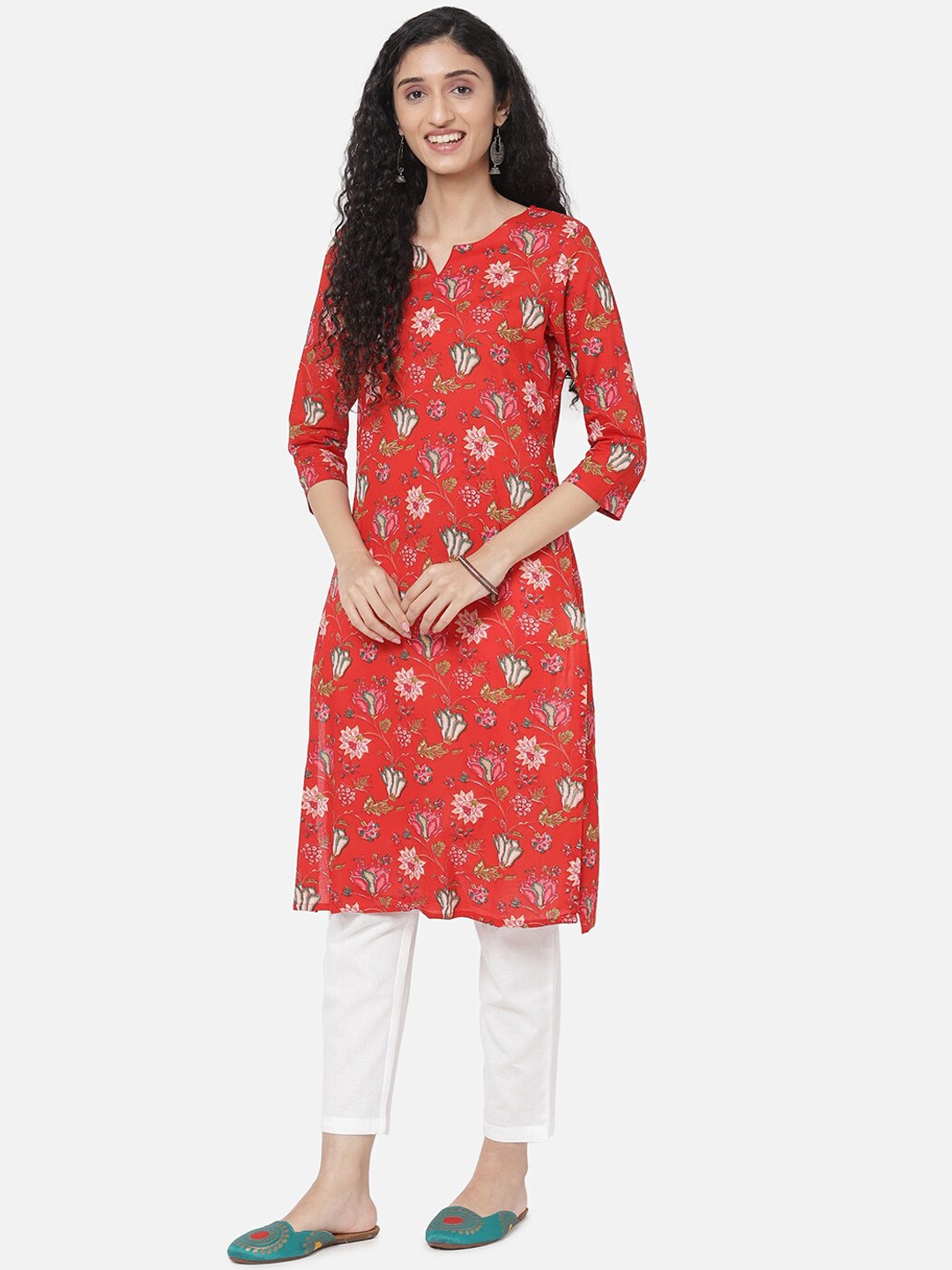 

R&B Women Red Ethnic Motifs Printed Kurta