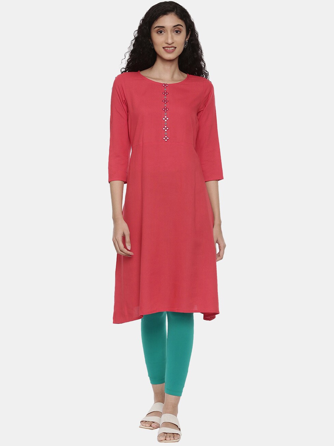 

R&B Women Maroon Flared Sleeves Thread Work Kurta