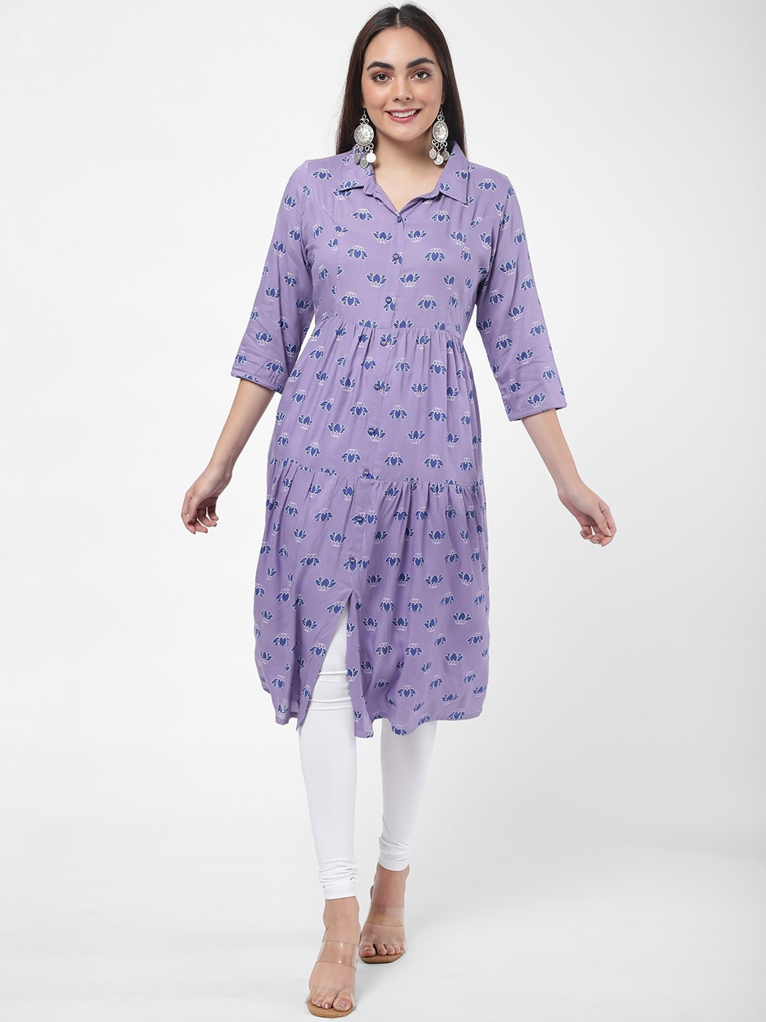 

R&B Women Purple Floral Printed Kurta