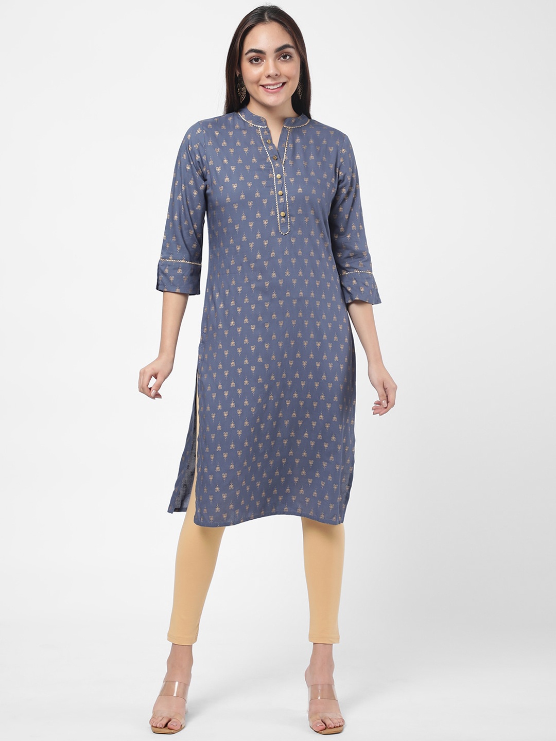 

R&B Women Blue Ethnic Motifs Printed Kurta