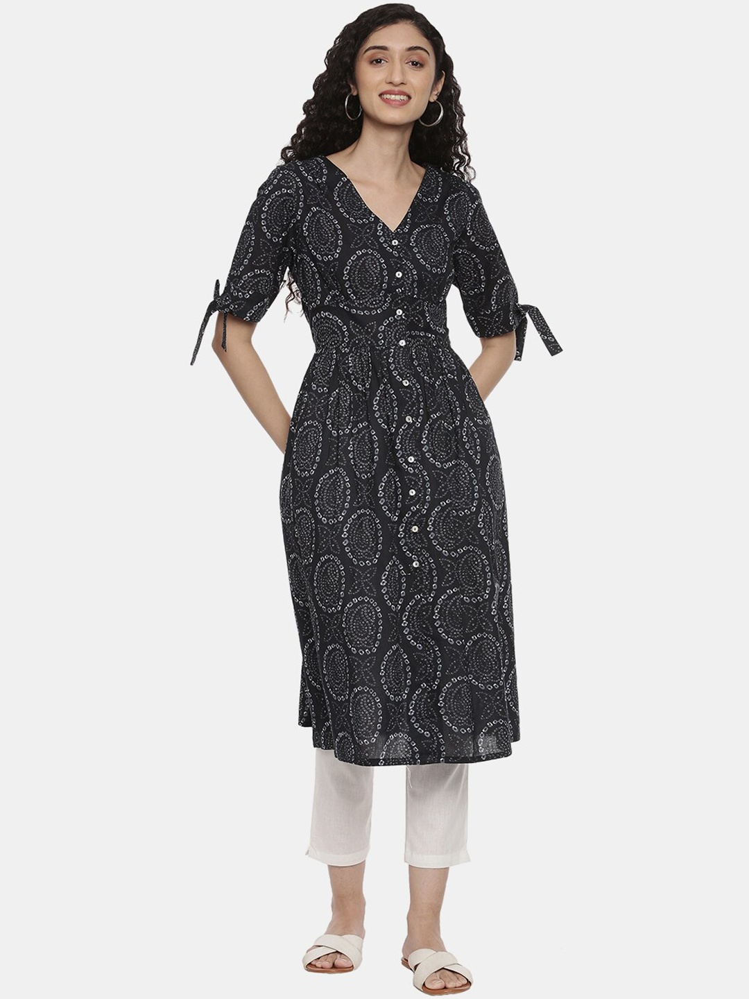 

R&B Women Grey Geometric Printed Kurta