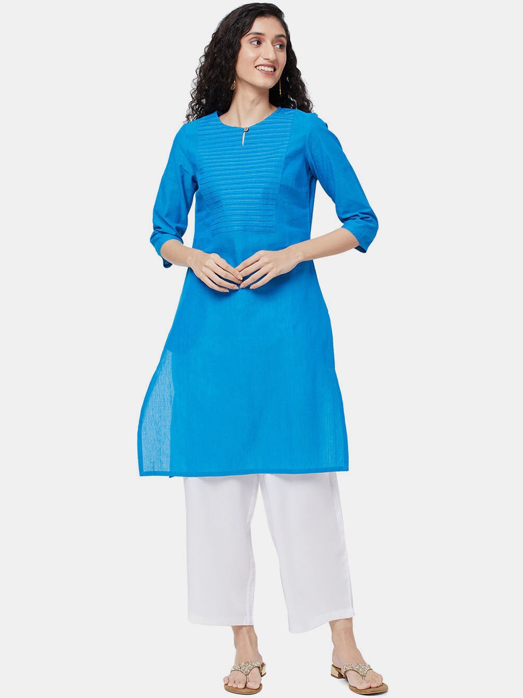 

R&B Women Blue Keyhole Neck Kurta