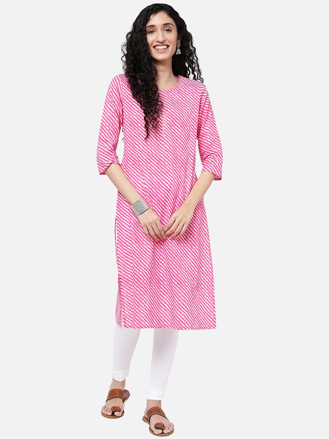 

R&B Women Pink Ethnic Motifs Chikankari Kurta