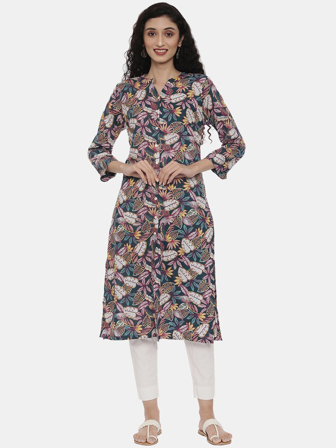 

R&B Women Blue Floral Printed Kurta