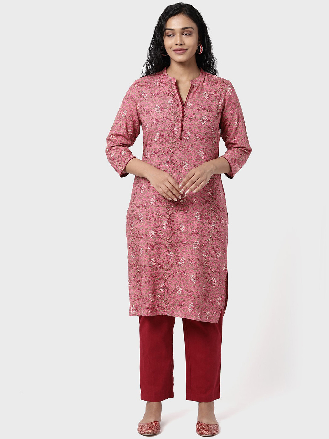 

R&B Women Pink Ethnic Motifs Printed Straight Kurta