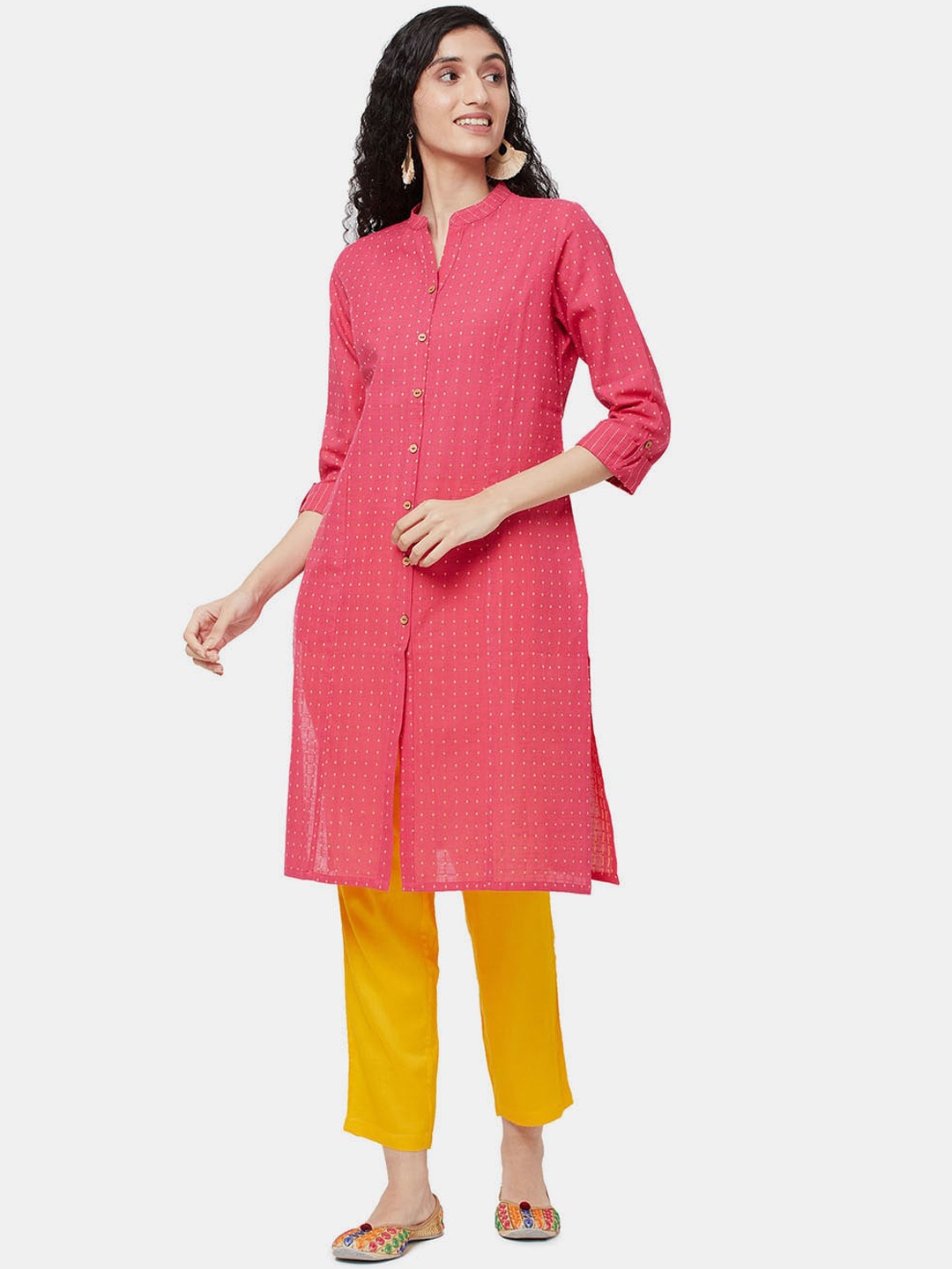 

R&B Women Pink & Yellow Kurta