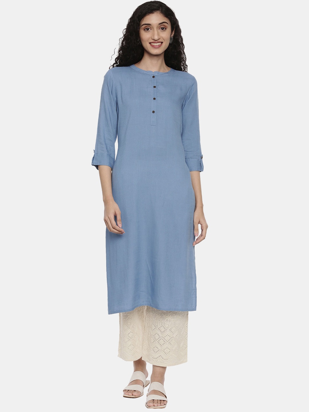 

R&B Women Blue Solid Kurta