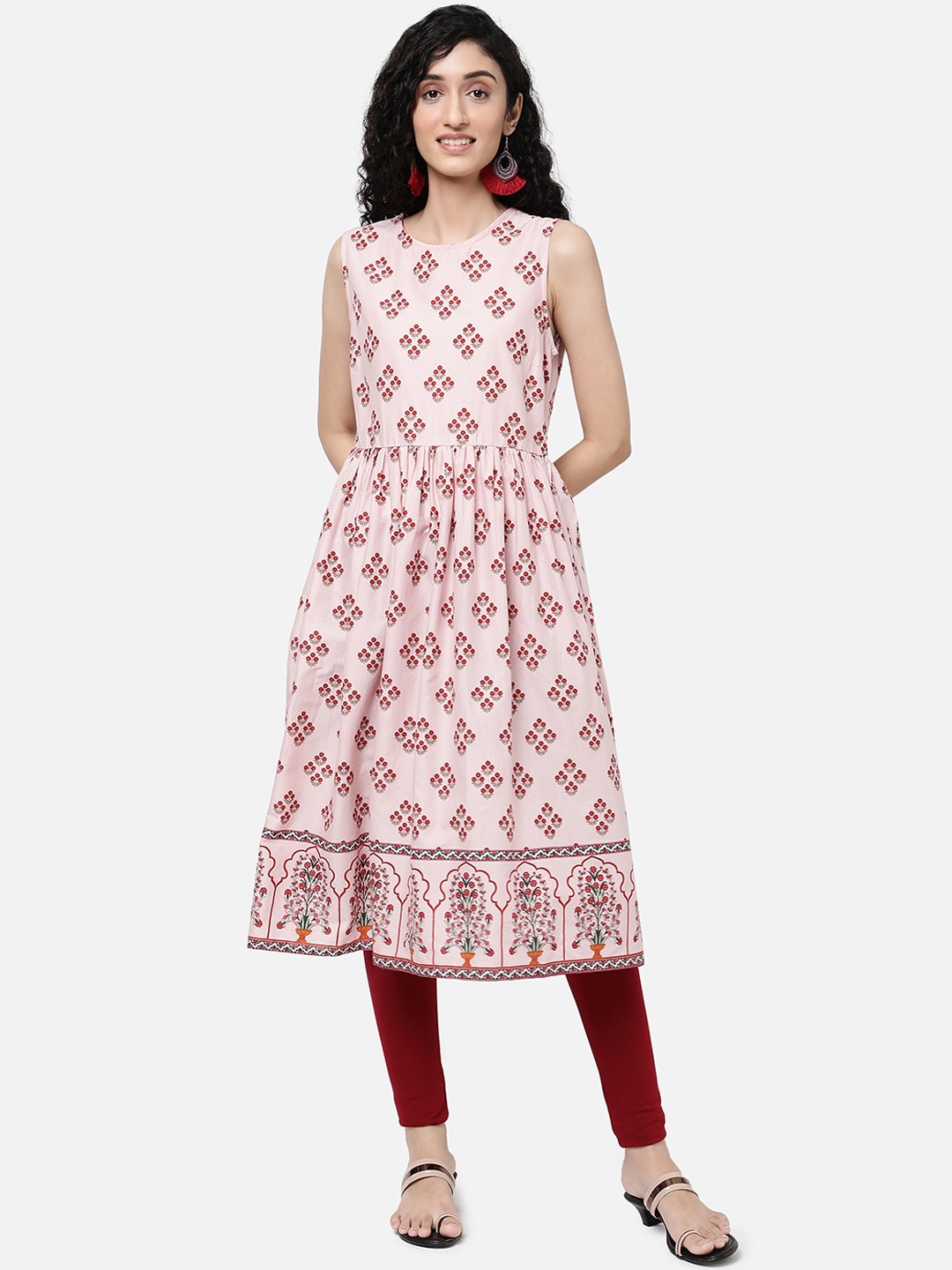

R&B Women Pink Ethnic Motifs Printed Anarkali Kurta