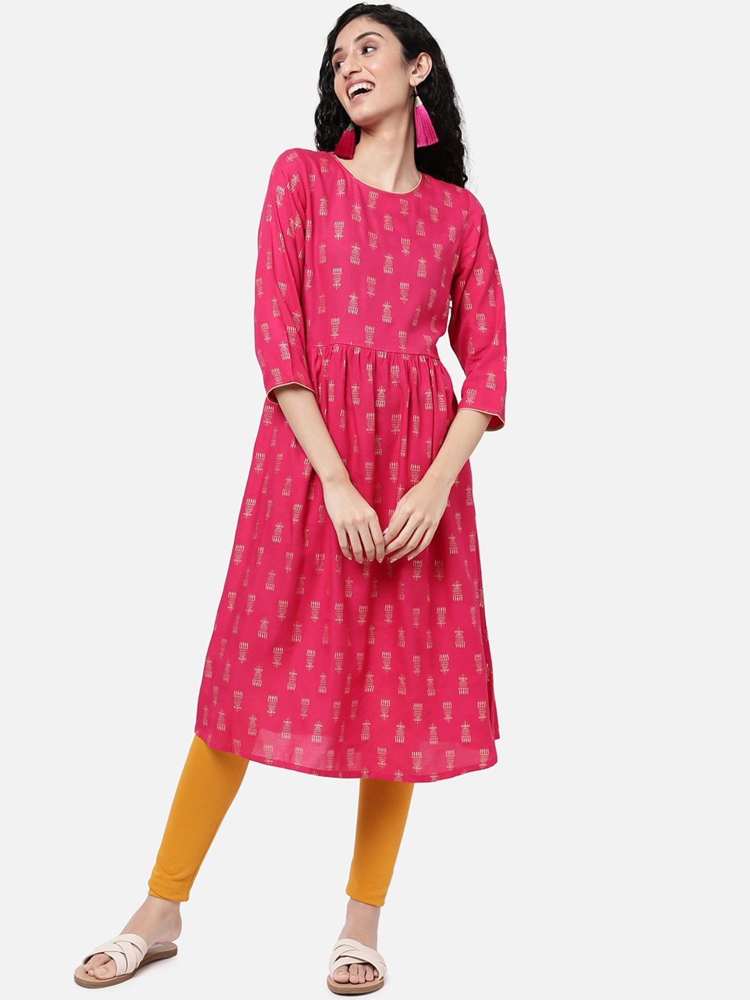 

R&B Women Pink Ethnic Motifs Printed Anarkali Kurta