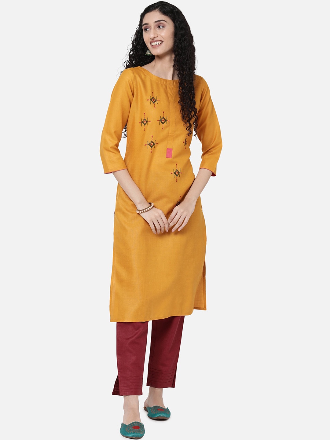 

R&B Women Yellow Patchwork Kurta