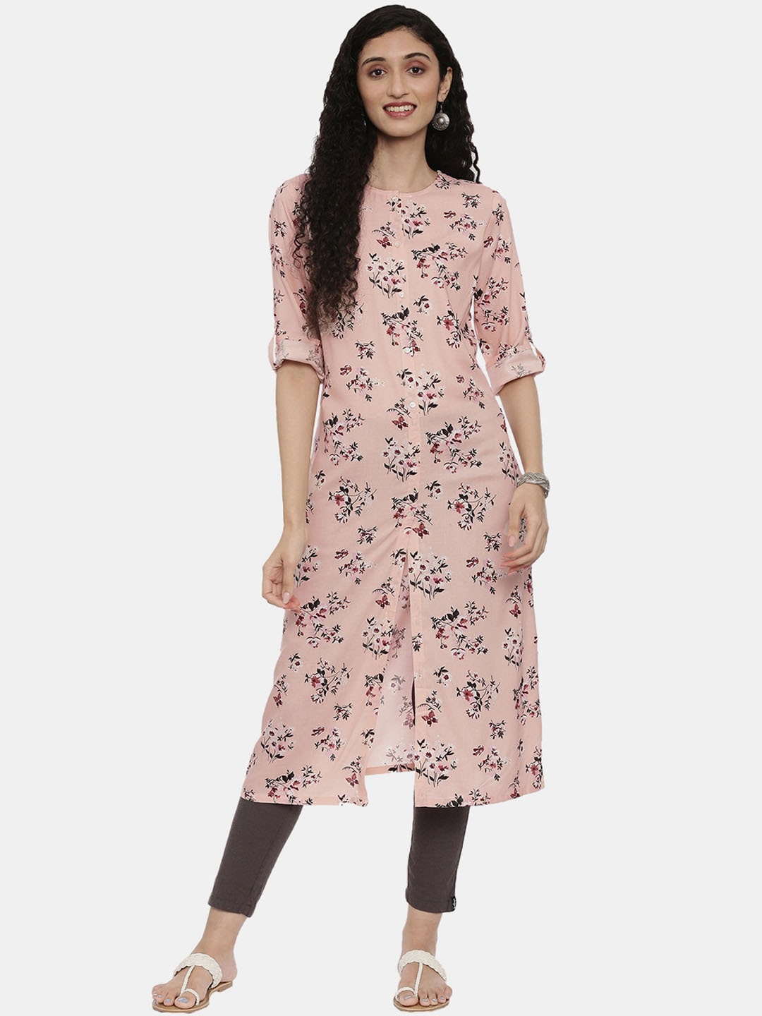 

R&B Women Pink Floral Printed Kurta
