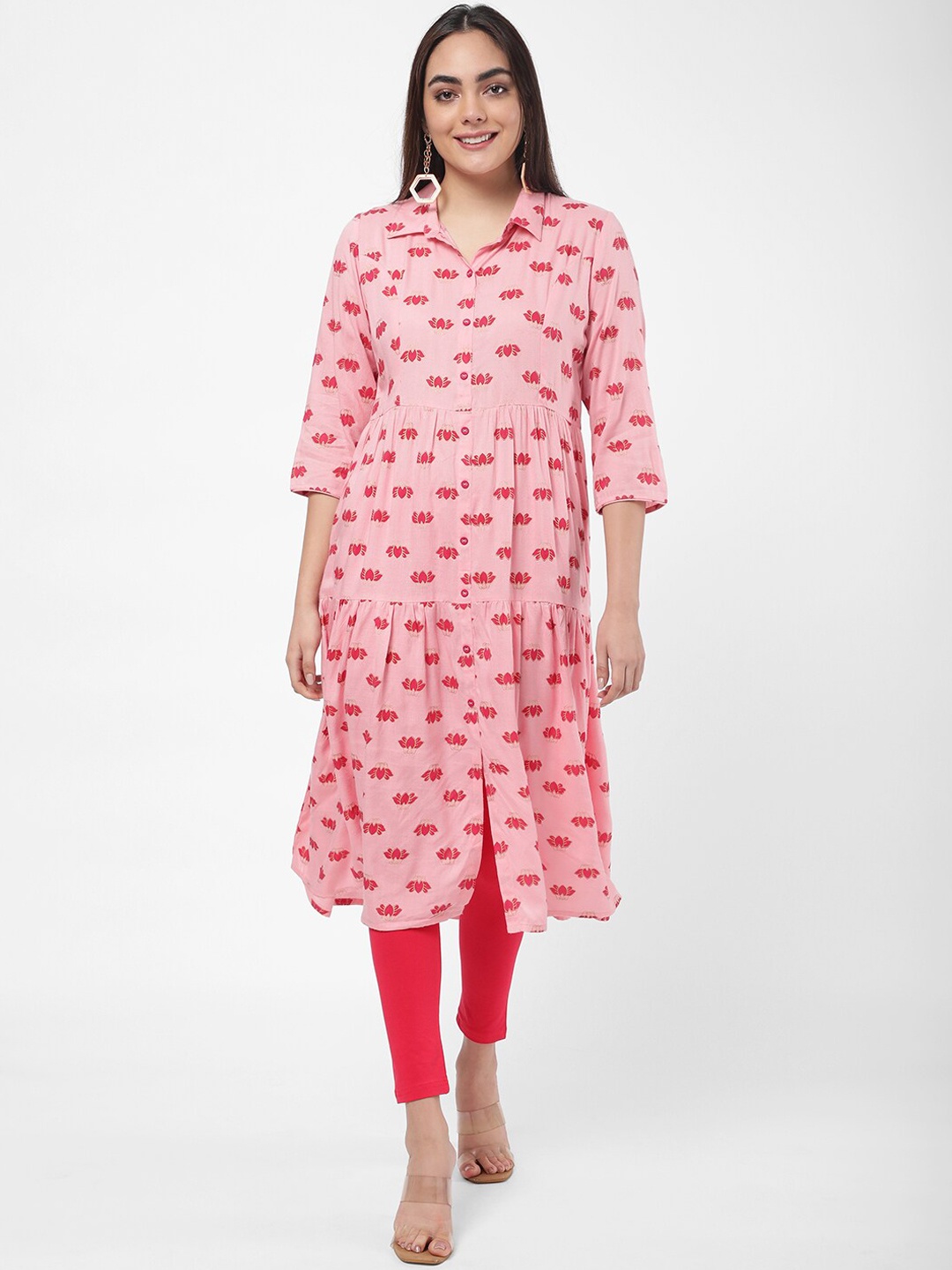 

R&B Women Pink Floral Printed Kurta