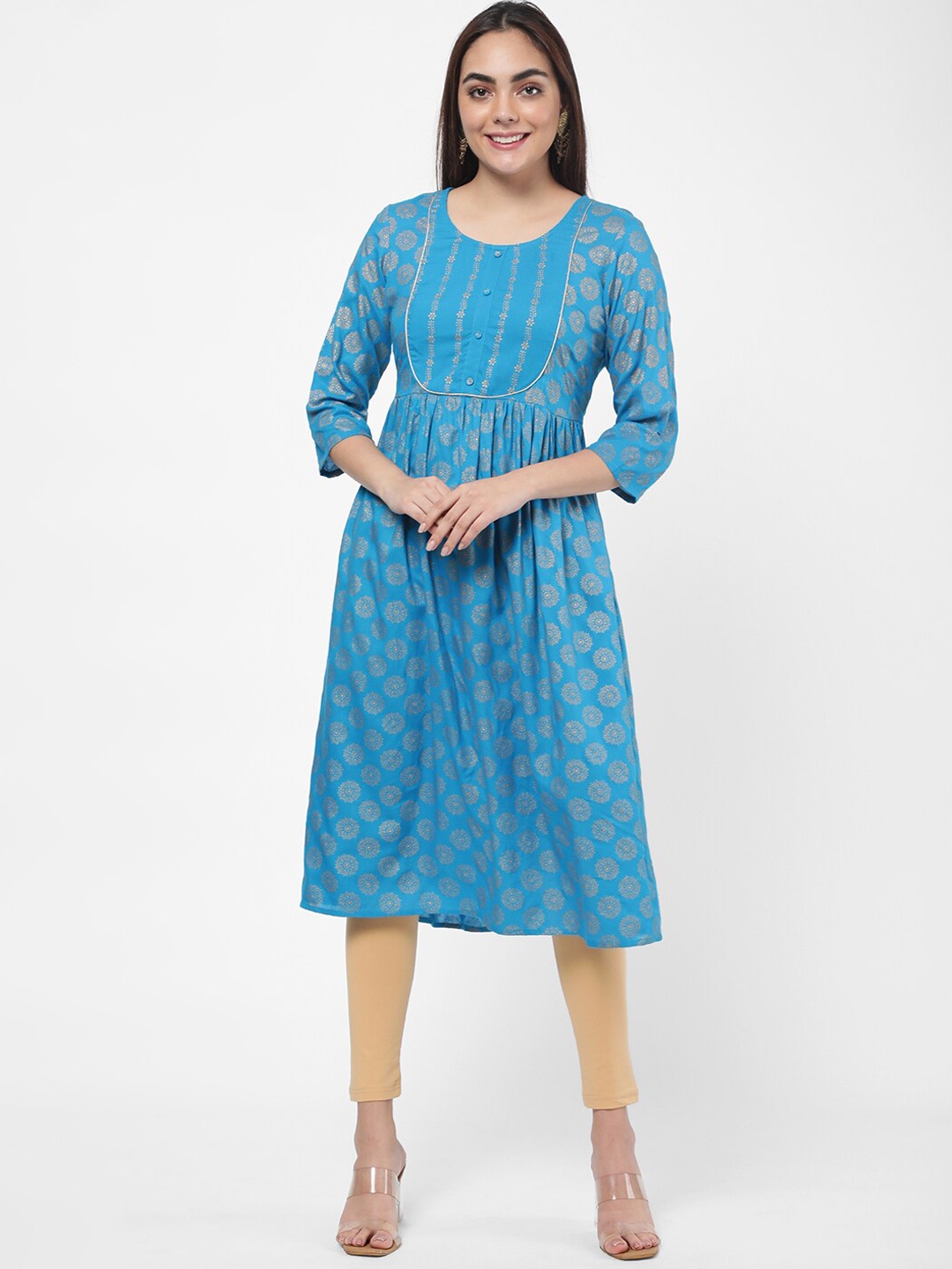 

R&B Women Blue Ethnic Motifs Printed Kurta