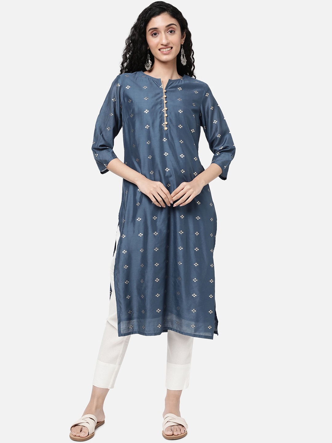 

R&B Women Blue Geometric Kurta