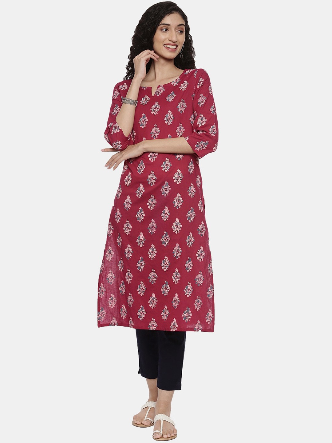 

R&B Women Red Ethnic Motifs Printed Kurta