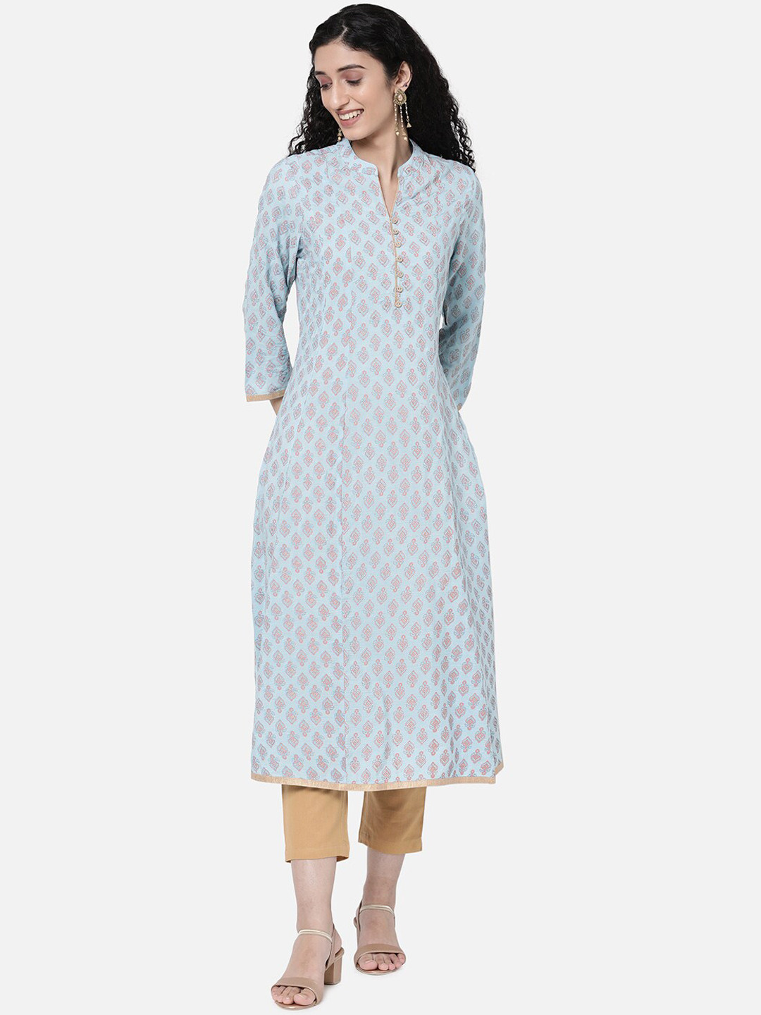 

R&B Women Blue Ethnic Motifs Gotta Patti Kurta