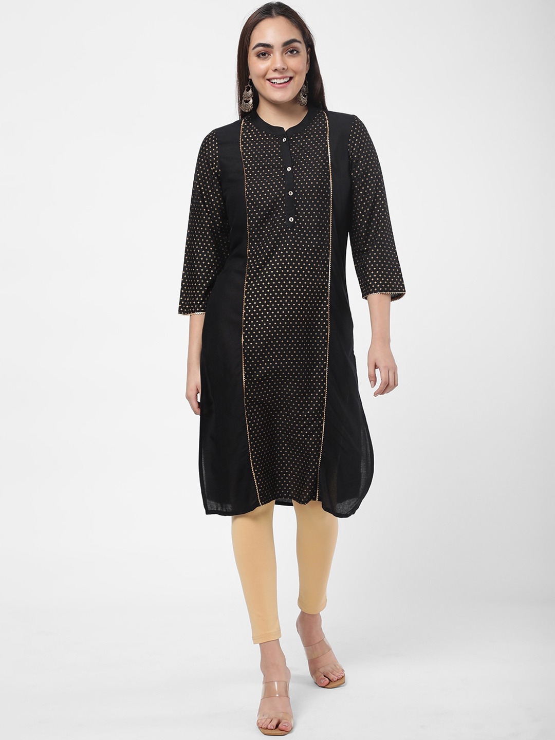 

R&B Women Black Geometric Thread Work Kurta